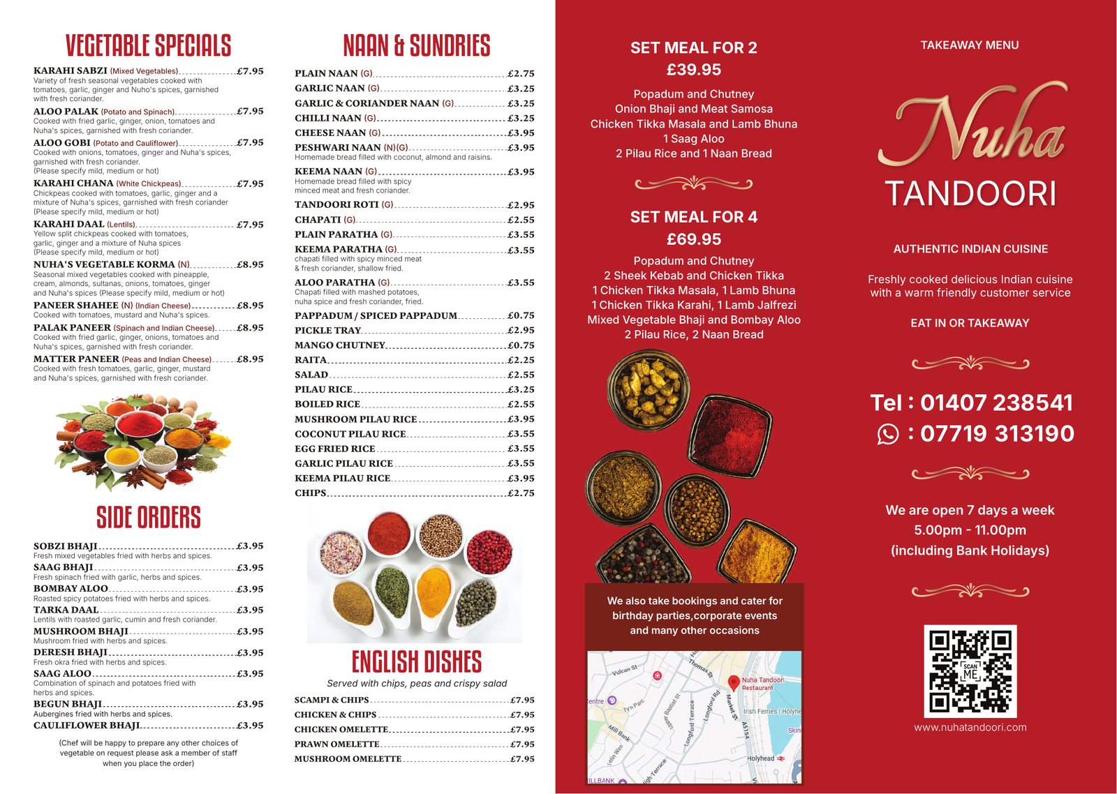 Preview of the Nuha Tandoori takeaway menu